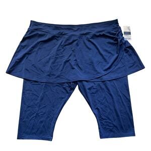 Swimsuits For All SWIM365 Navy Swim Skirt with Leggings Ruching Size 30